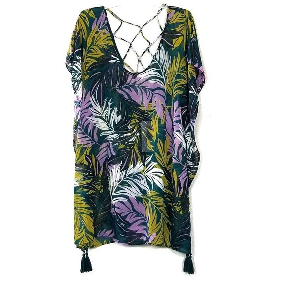 Cover Up Swim Floral Tropical Coverup NEW - Picture 4 of 11